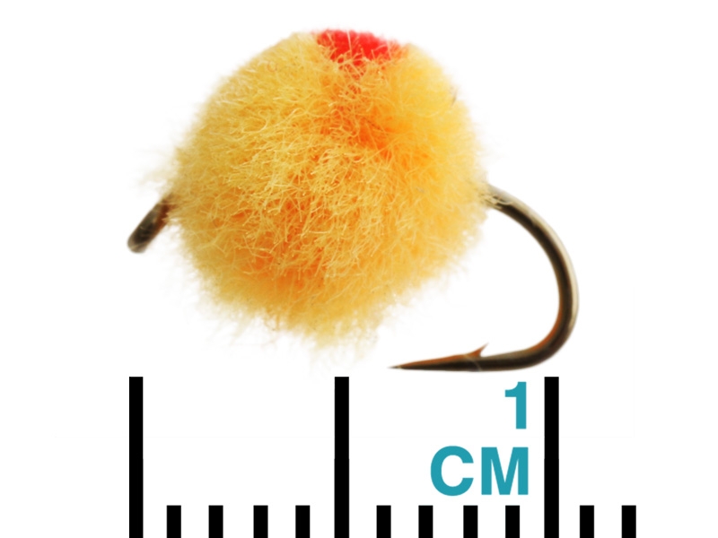 Black Magic Unweighted Mini Globug Trout Fly Fluro Orange Red A14 1cm