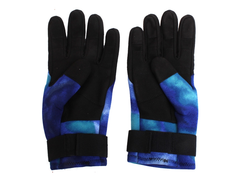 Aropec Blue Camo Spearfishing Dive Gloves 2mm L