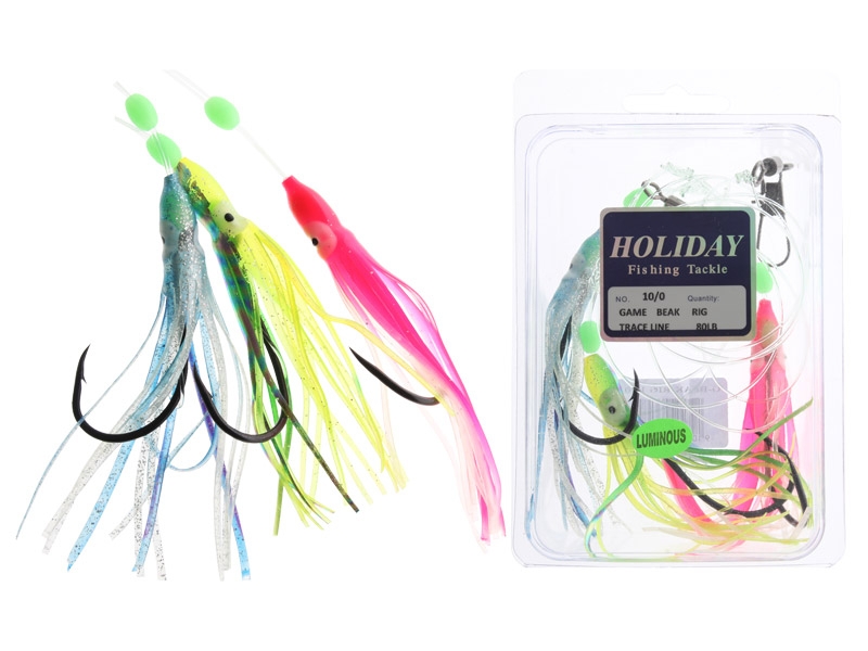 Holiday 3-Hook Heavy Duty Flasher Rig 80lb Tension 10/0