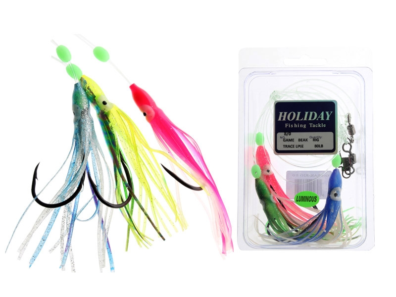 Holiday 3-Hook Heavy Duty Flasher Rig 80lb Tension 8/0