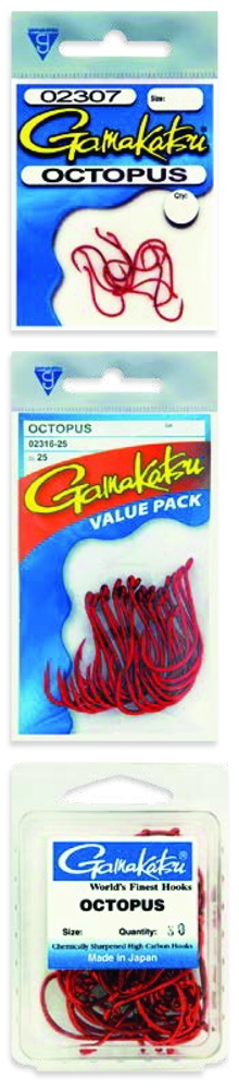 Gamakatsu Octopus Hooks Red 10/0 Value Pack Qty 25