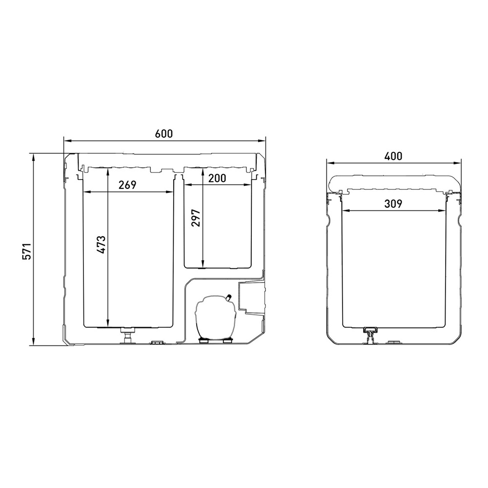 Rovin Dual Zone Portable Fridge/Freezer 55L 12/24V 240V Solar Ready - Brand New, Rough Packaging