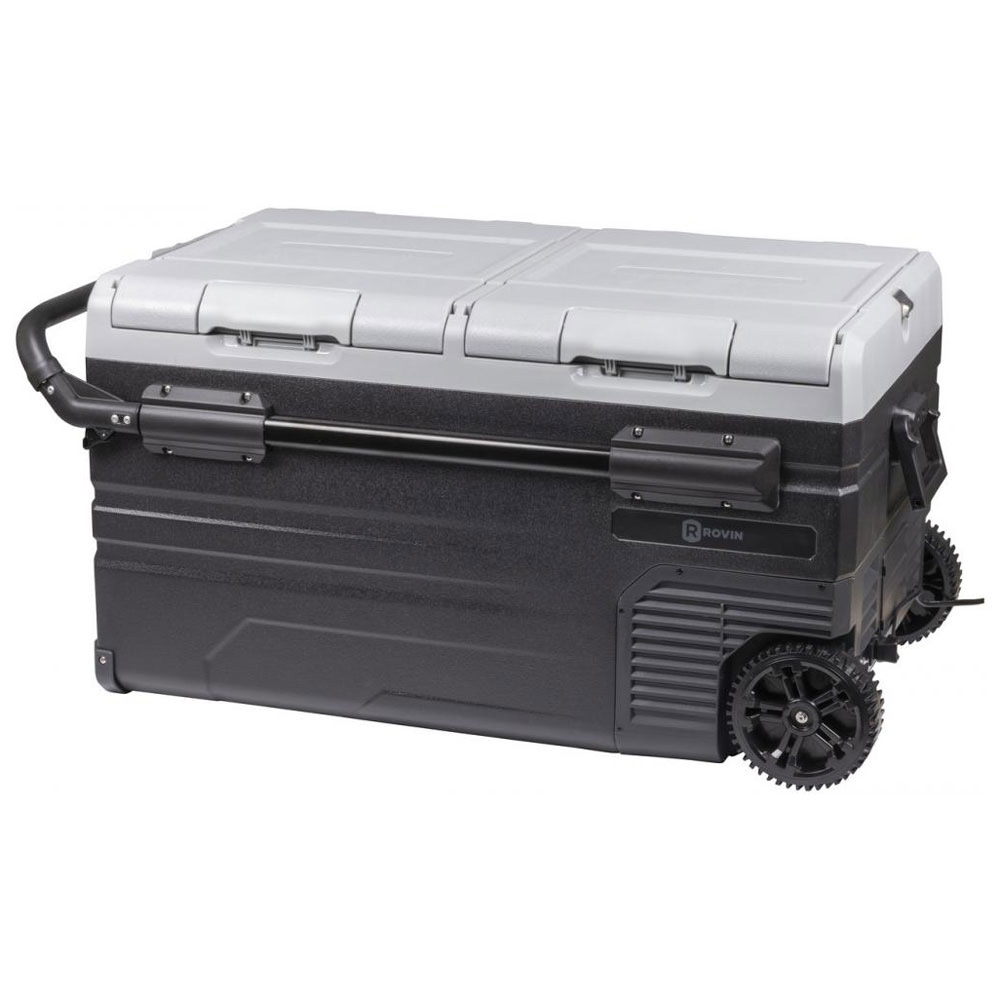 Rovin Dual Zone Portable Fridge/Freezer with Wheels 75L 12/24V DC 230V AC Solar Ready