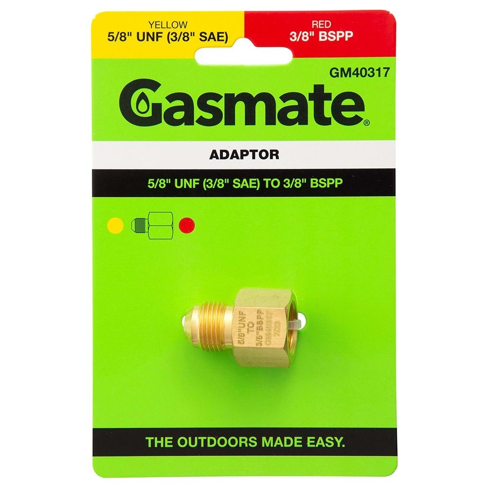 Gasmate GM40317 Hose Outlet Adaptor 5/8in UNF Male to 3/8in BSPP Female
