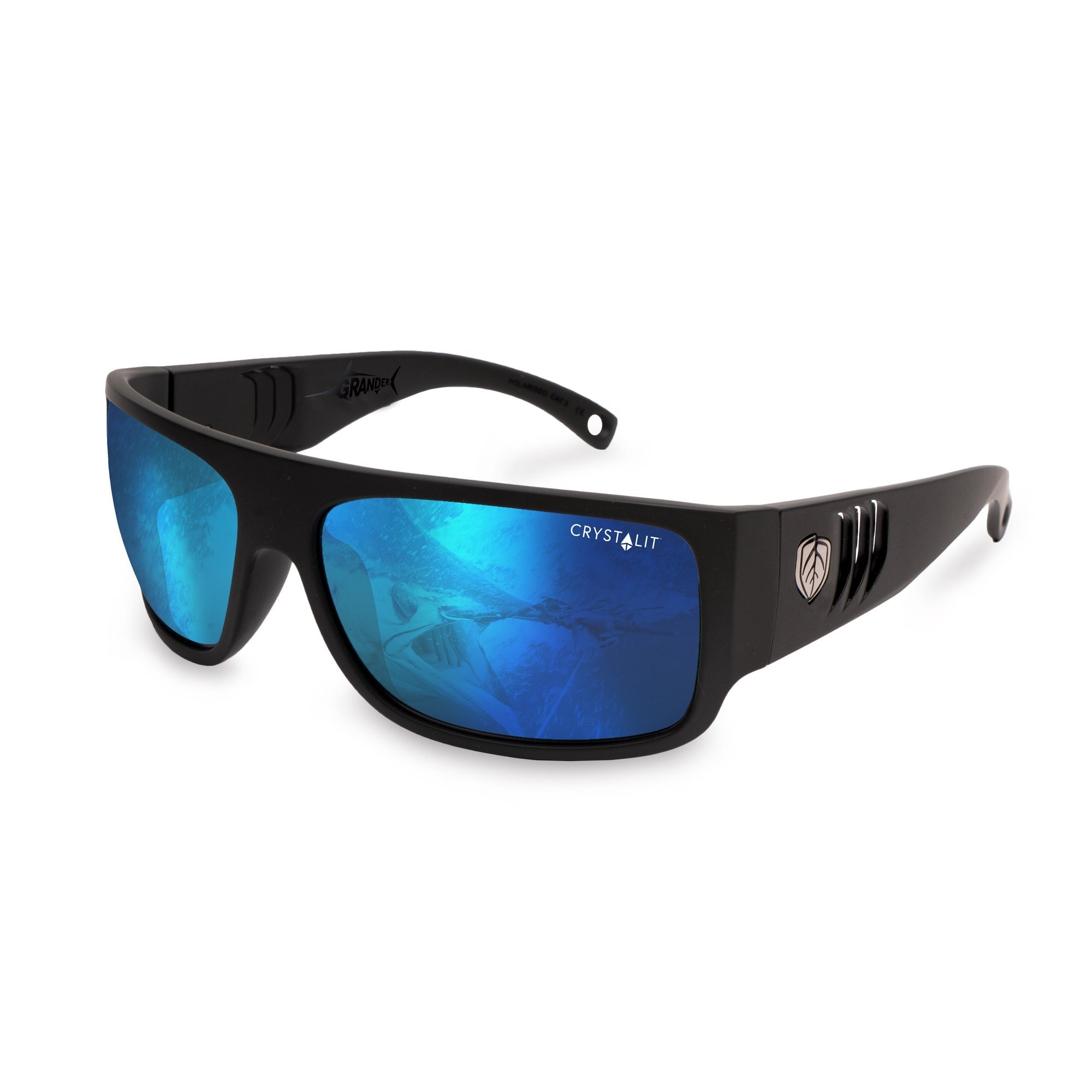 Stoney Creek Grander Sunglasses Matte Black Frame Blue Mirror Lens
