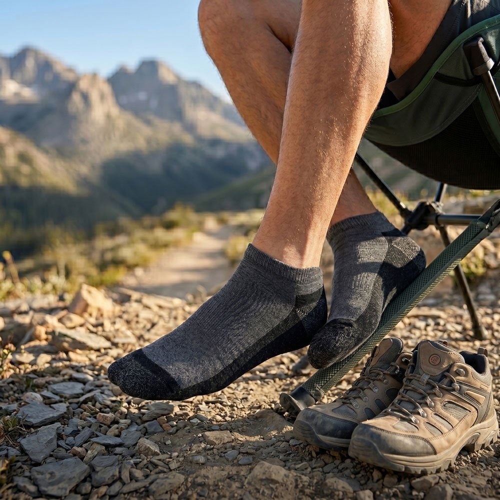 Black Shag Merino Ankle Socks