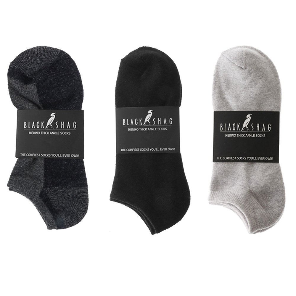 Black Shag Merino Ankle Socks