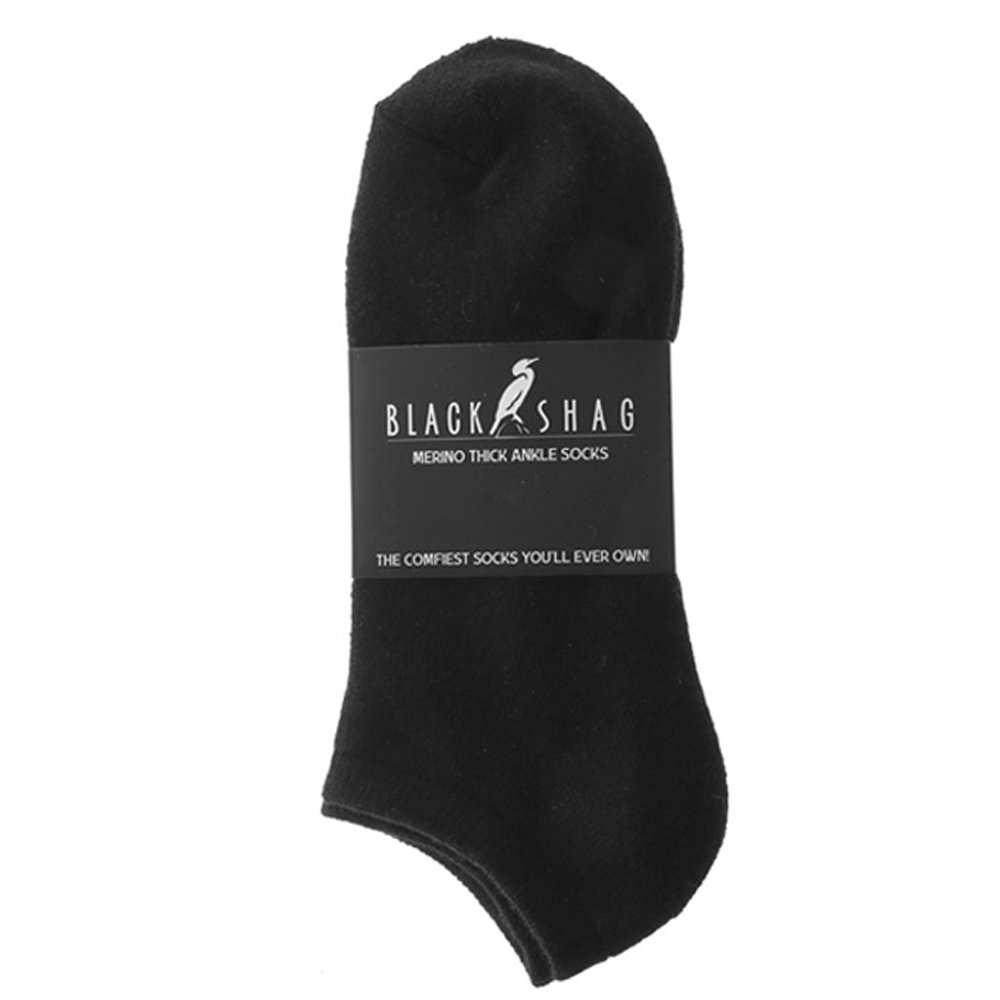 Black Shag Merino Ankle Socks
