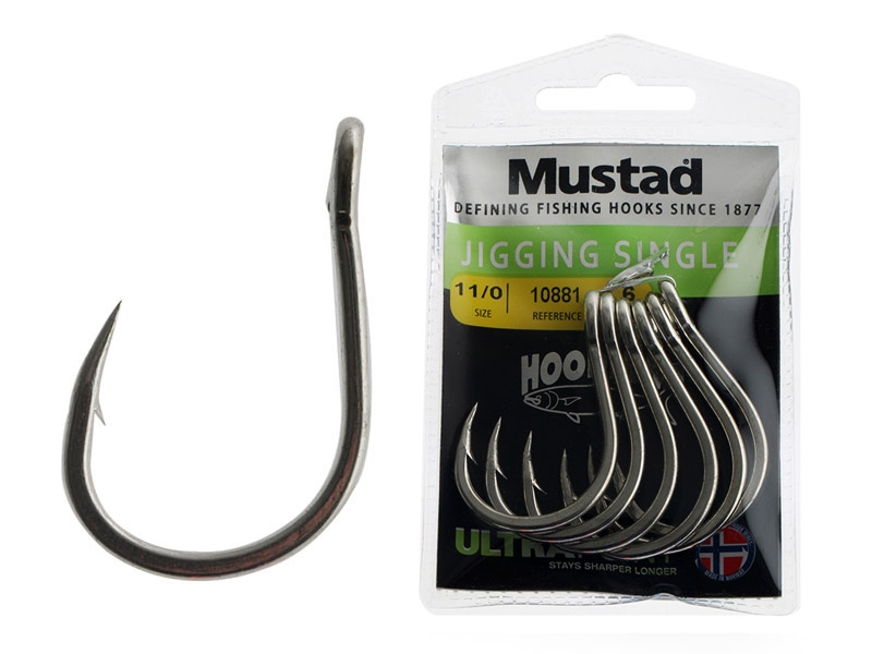 Mustad 10881NP-DP UltraPoint Jigging Hooks 11/0 Qty 6