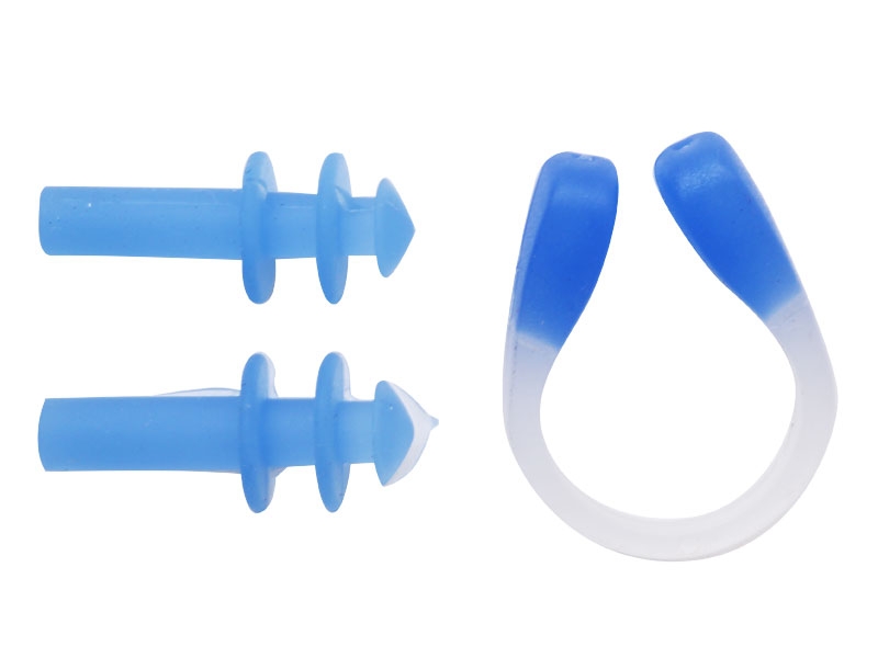 Aropec Silicone Ear Plugs and Nose Clip Set Blue