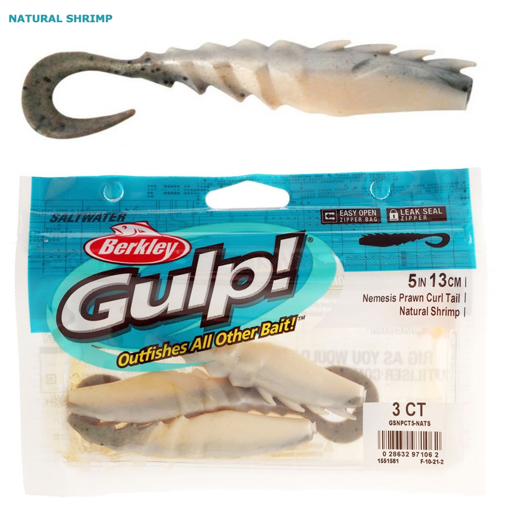 Berkley Gulp Nemesis Prawn Curl Tail Soft Bait 12.5cm Qty 3