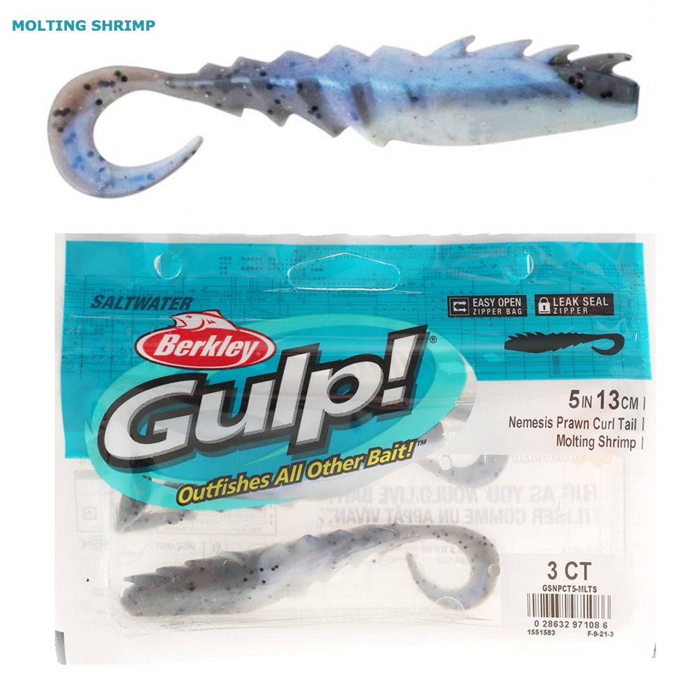 Berkley Gulp Nemesis Prawn Curl Tail Soft Bait 12.5cm Qty 3