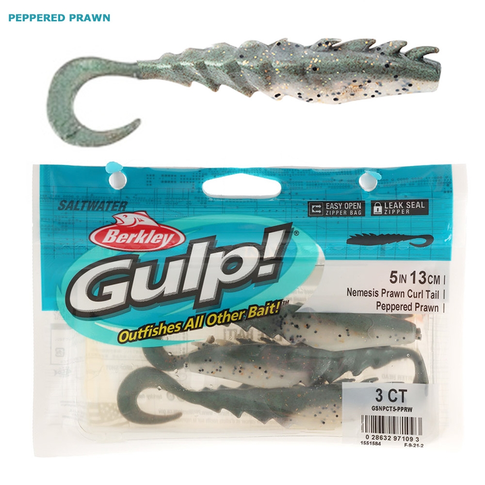 Berkley Gulp Nemesis Prawn Curl Tail Soft Bait 12.5cm Qty 3