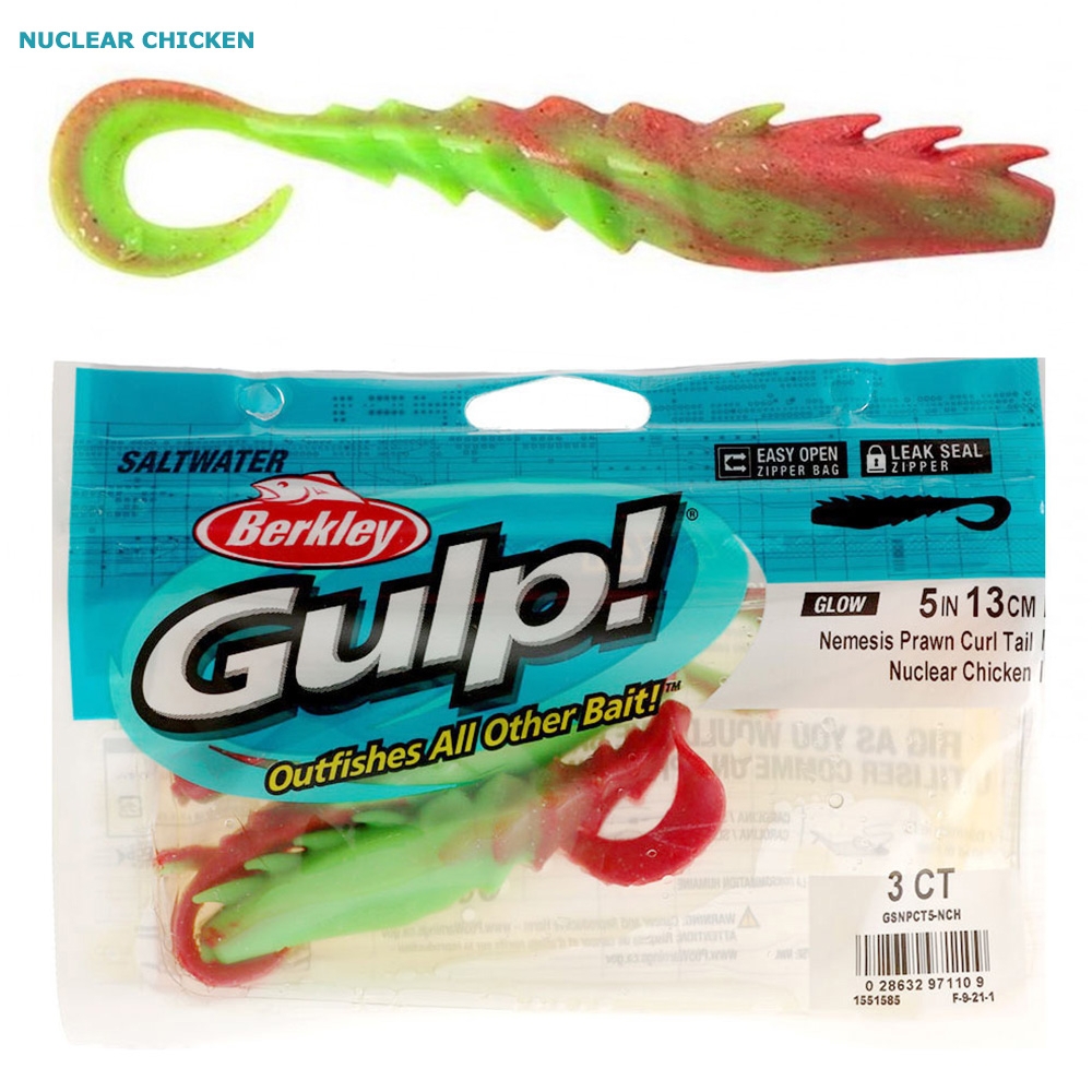 Berkley Gulp Nemesis Prawn Curl Tail Soft Bait 12.5cm Qty 3