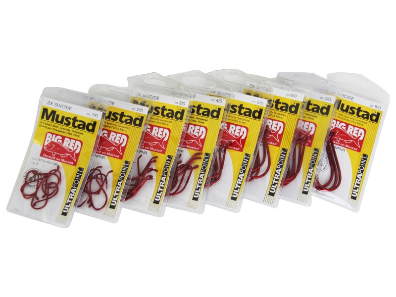 Mustad 92554NPR Big Red Suicide Hooks