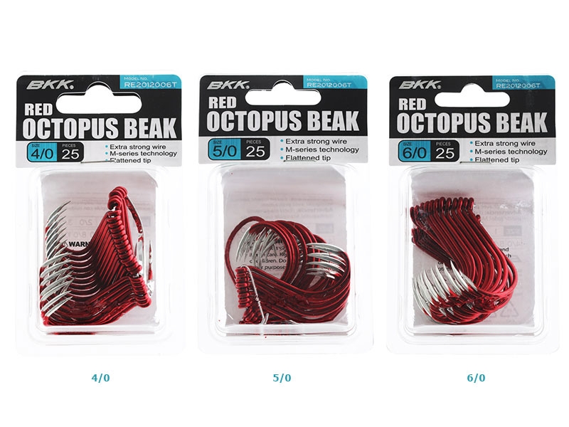 BKK Octopus Beak Hooks Red Bulk Pack Qty 25