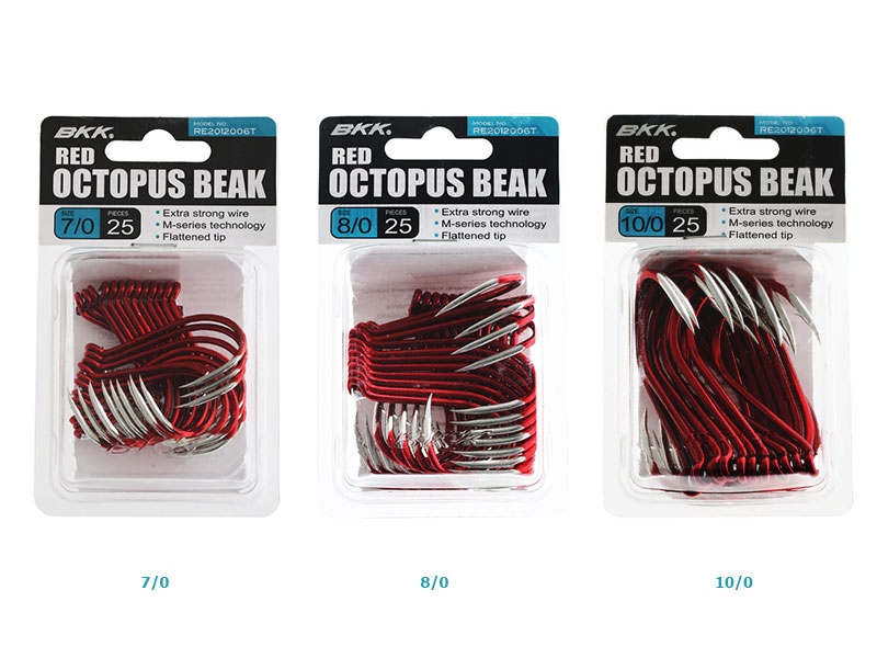 BKK Octopus Beak Hooks Red Bulk Pack Qty 25