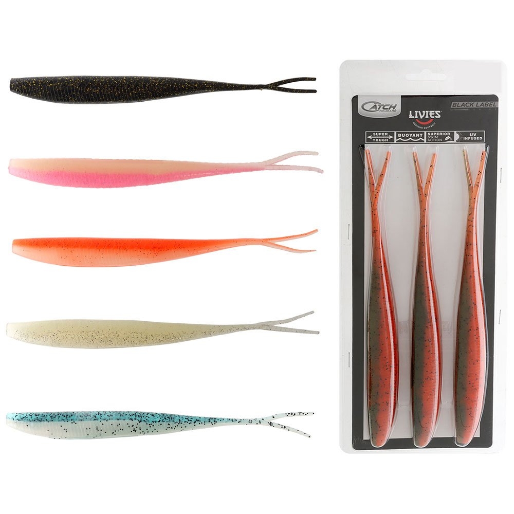 Catch Black Label Livies Jerkshad Soft Bait 10in Qty 3
