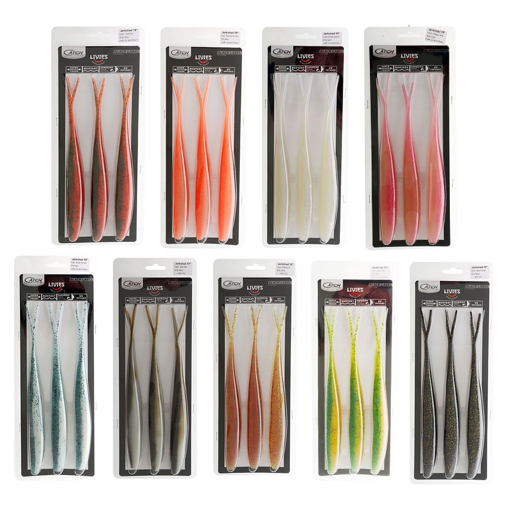 Catch Black Label Livies Jerkshad Soft Bait 10in Qty 3