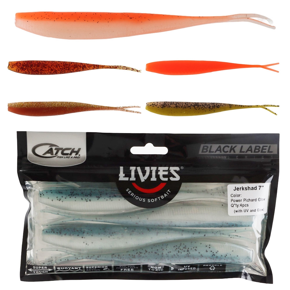 Catch Black Label Livies Jerkshad Soft Bait 7in Qty 4