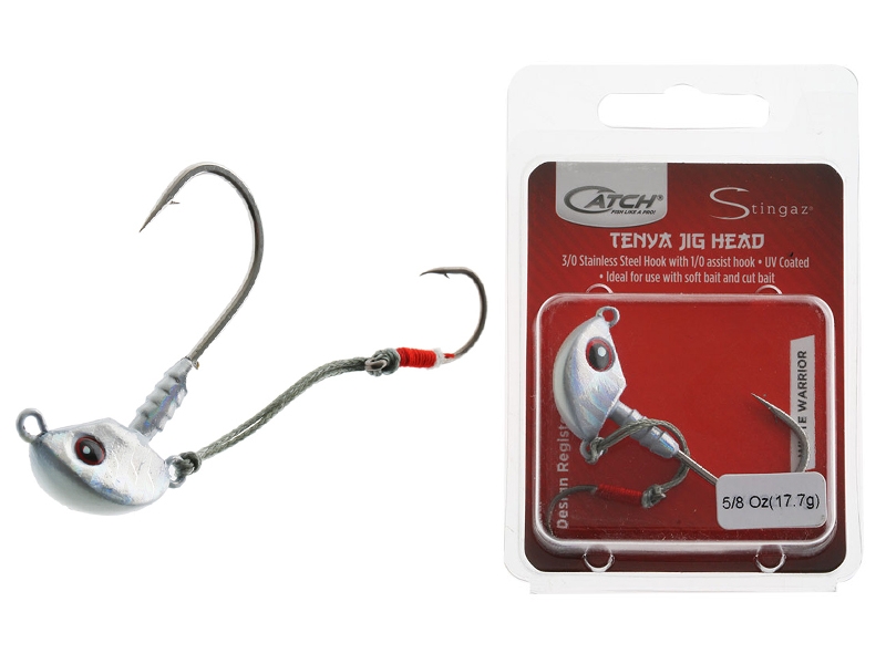 Catch Stingaz Tenya Jig Head with Assist Hook 3/8oz White Warrior