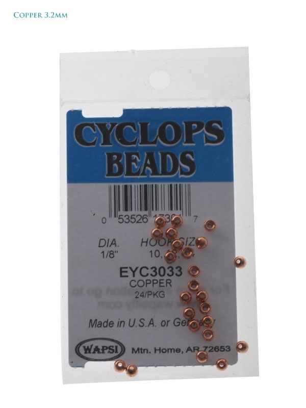 Cyclops Brass Beads for Fly Tying 3.2mm Qty 24