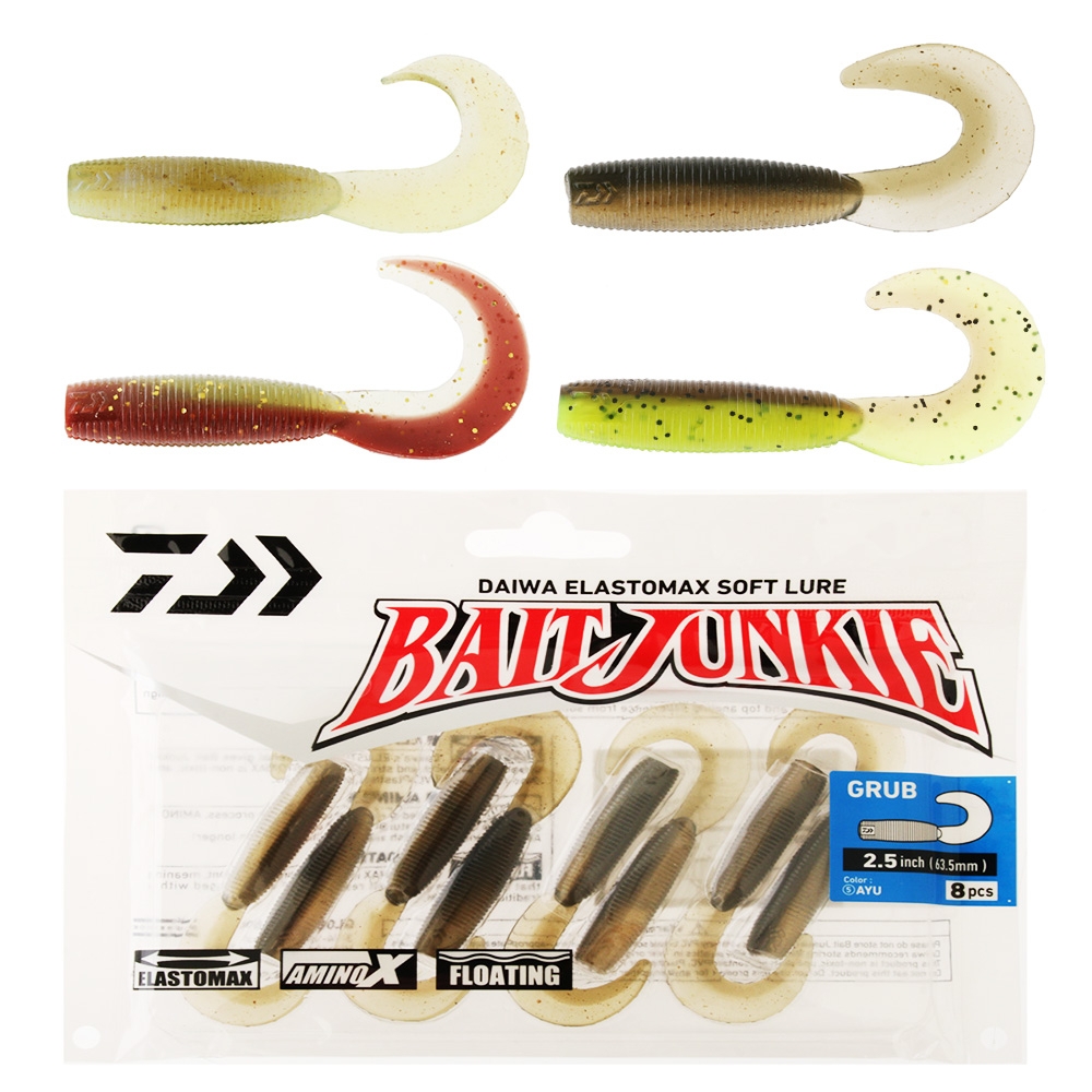 Daiwa BaitJunkie Grub Soft Bait 2.5in/6.4cm Qty 8