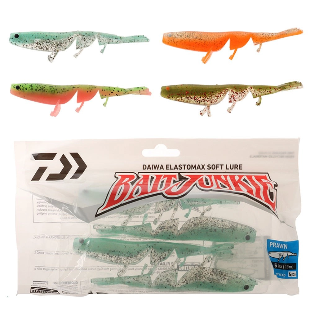 Daiwa BaitJunkie Prawn Soft Bait 5in/127mm Qty 6 Daiwa BaitJunkie Prawn Soft Bait 5in/127mm Qty 6