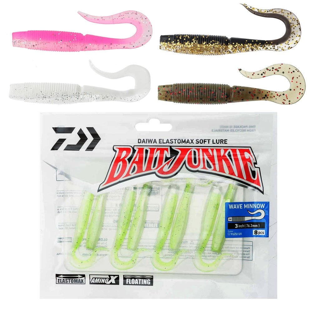 Daiwa BaitJunkie Wave Minnow Soft Bait 3in/76mm Qty 8