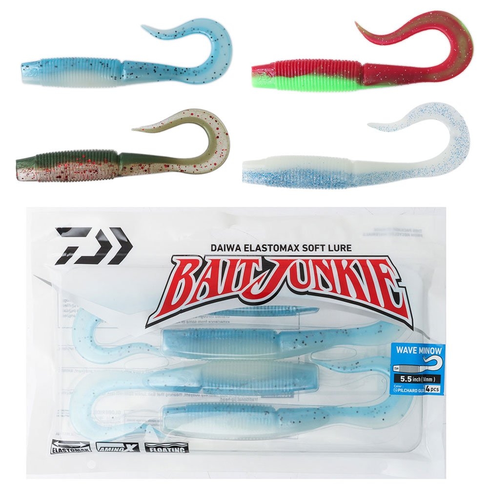 Daiwa BaitJunkie Wave Minnow Soft Bait 5.5in/140mm Qty 4
