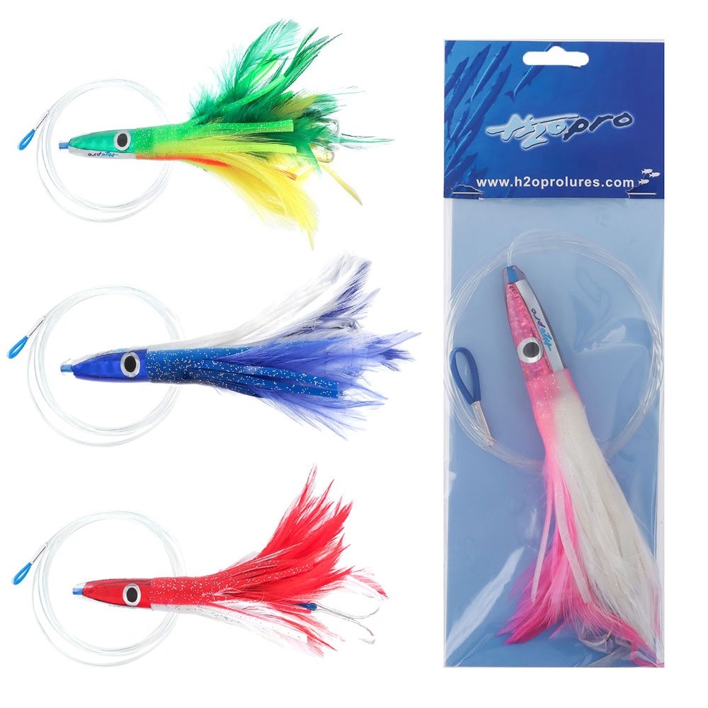 H2O Pro Ahi Feather Skippy Lure 120mm Rigged