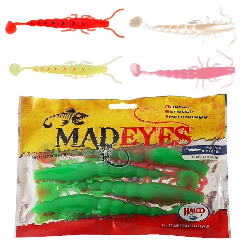 Halco Madeyes Paddle Prawn Soft Bait 7in Qty 4