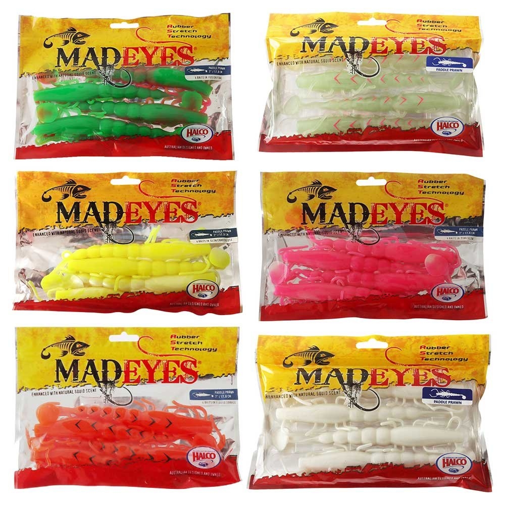 Halco Madeyes Paddle Prawn Soft Bait 7in Qty 4