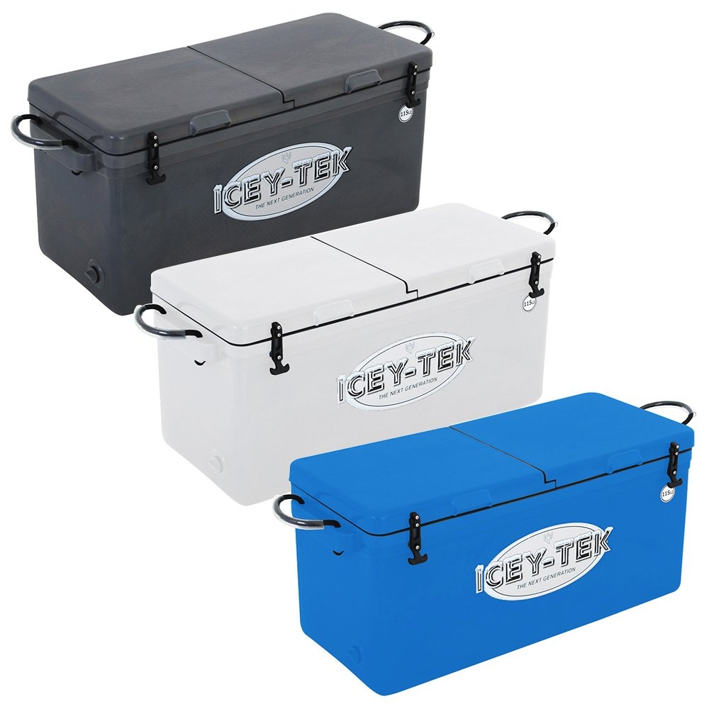 Icey-Tek Long Chilly Bin Cooler with Split Lid 70L White - Right Hand Opening