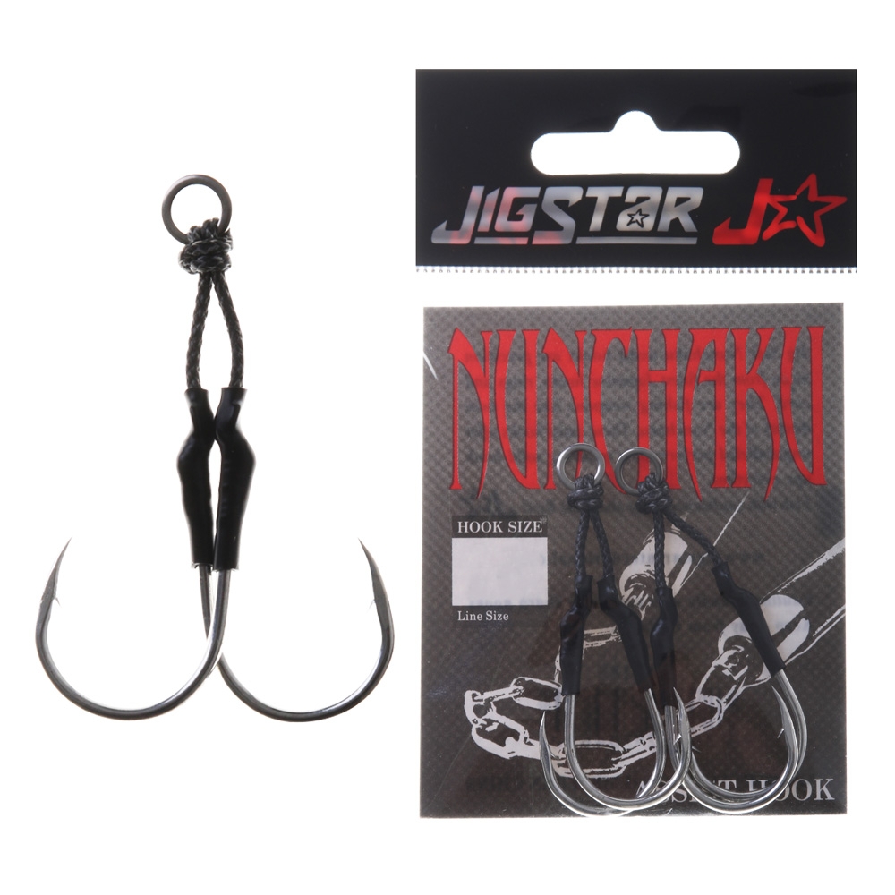 Jig Star Nunchaku Twin Assist Hooks Qty 2 3/0 100lb 15mm