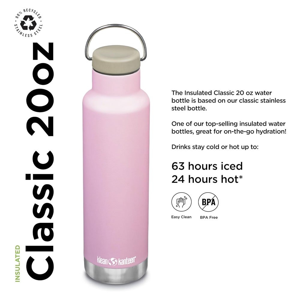 Klean Kanteen Classic Double-Wall Insulated Water Bottle 592ml/20oz