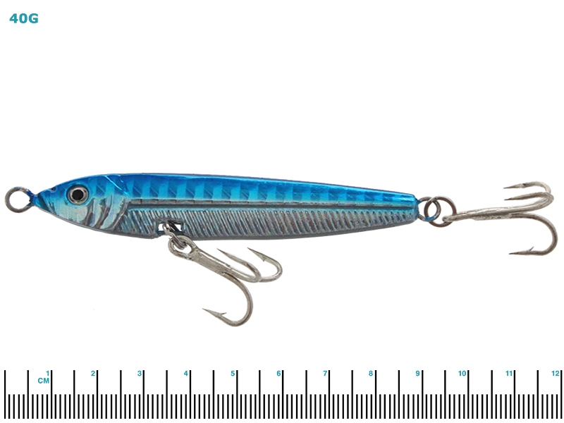Blue Silver Micro Jig with Twin Treble Hooks