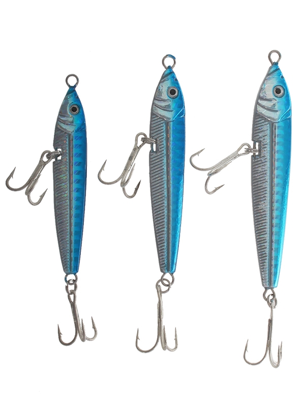 Blue Silver Micro Jig with Twin Treble Hooks