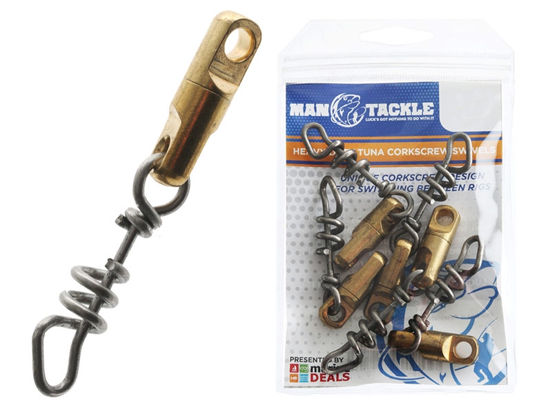 ManTackle Heavy Duty Tuna Corkscrew Swivels Qty 5