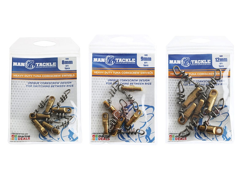 ManTackle Heavy Duty Tuna Corkscrew Swivels Qty 5