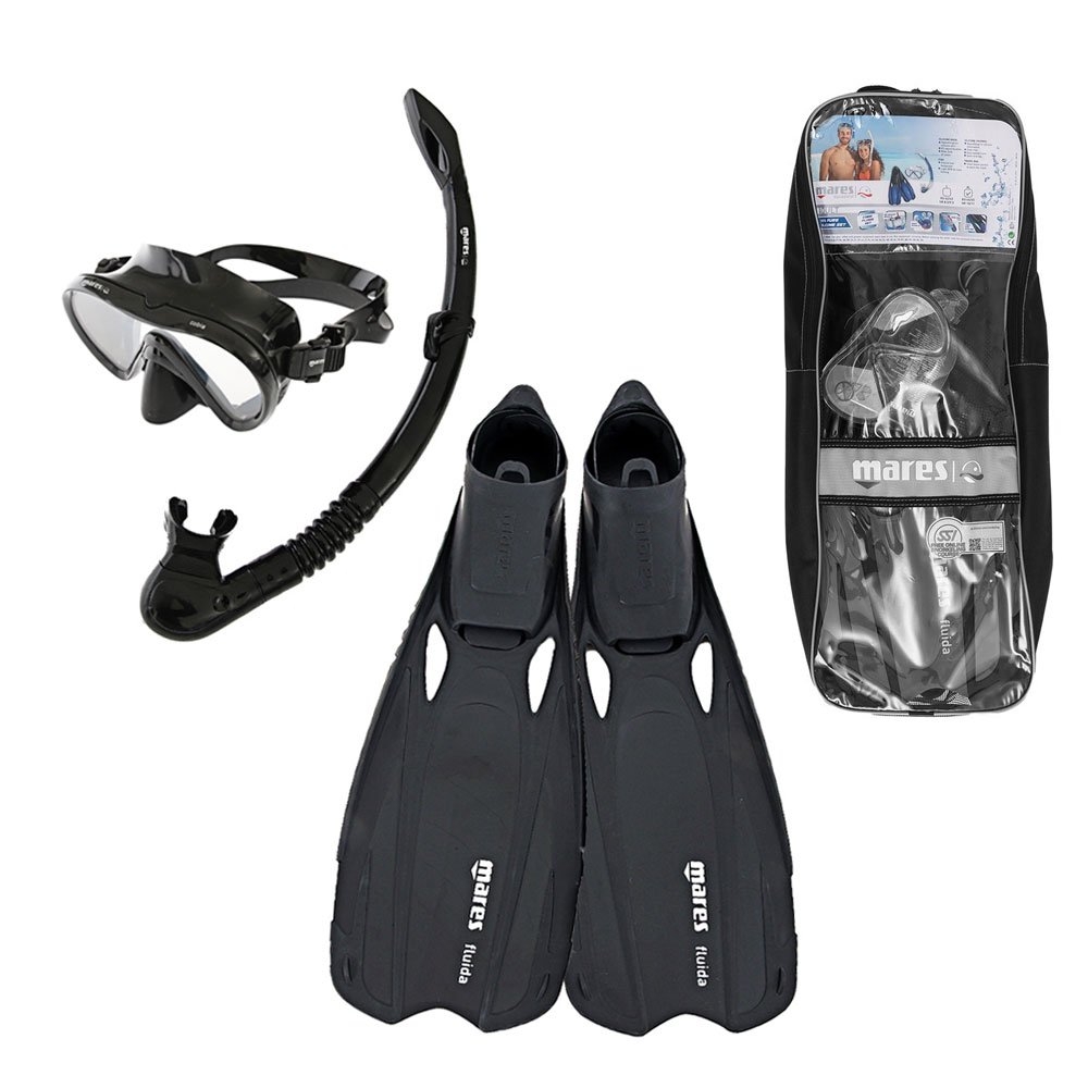 Mares Cobia and Fluida Adult Dive Mask Snorkel and Fins Set