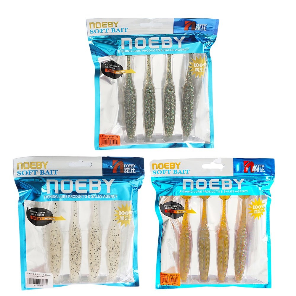NOEBY Soft Bait Grub 13cm Qty 4 Grey