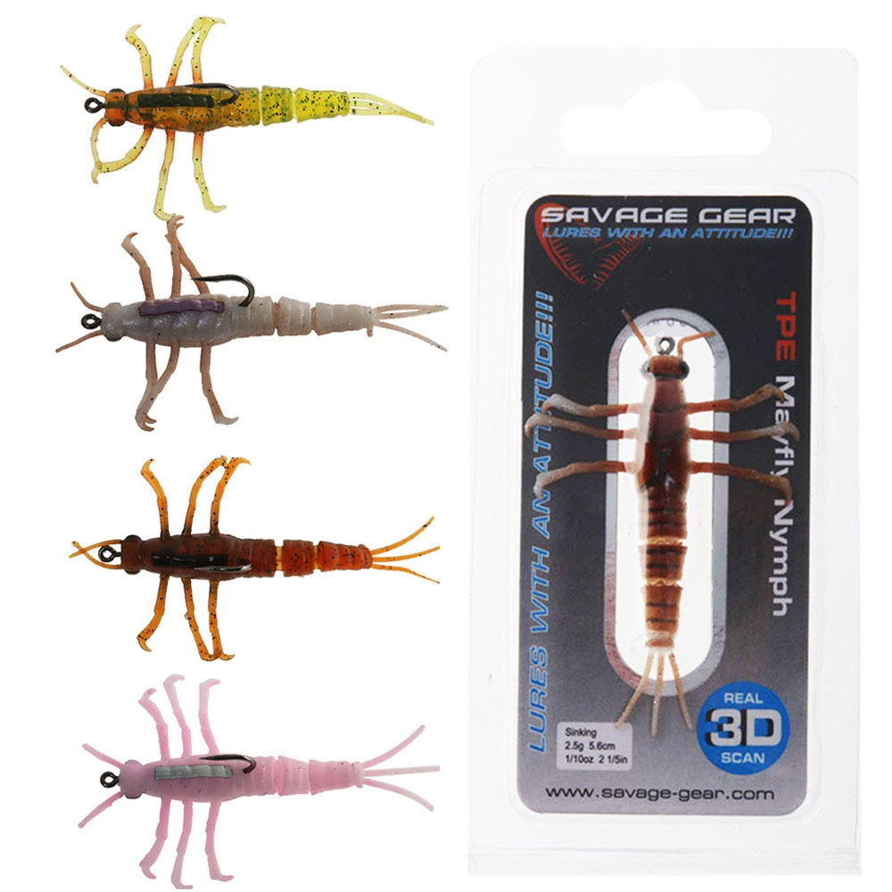 Savage Gear 3D TPE Mayfly Nymph Creaturebait 5cm - 2,5g - Green - 1Stück Savage Gear 3D TPE Mayfly Nymph Creaturebait 5cm - 2,5g - Green - 1Stück