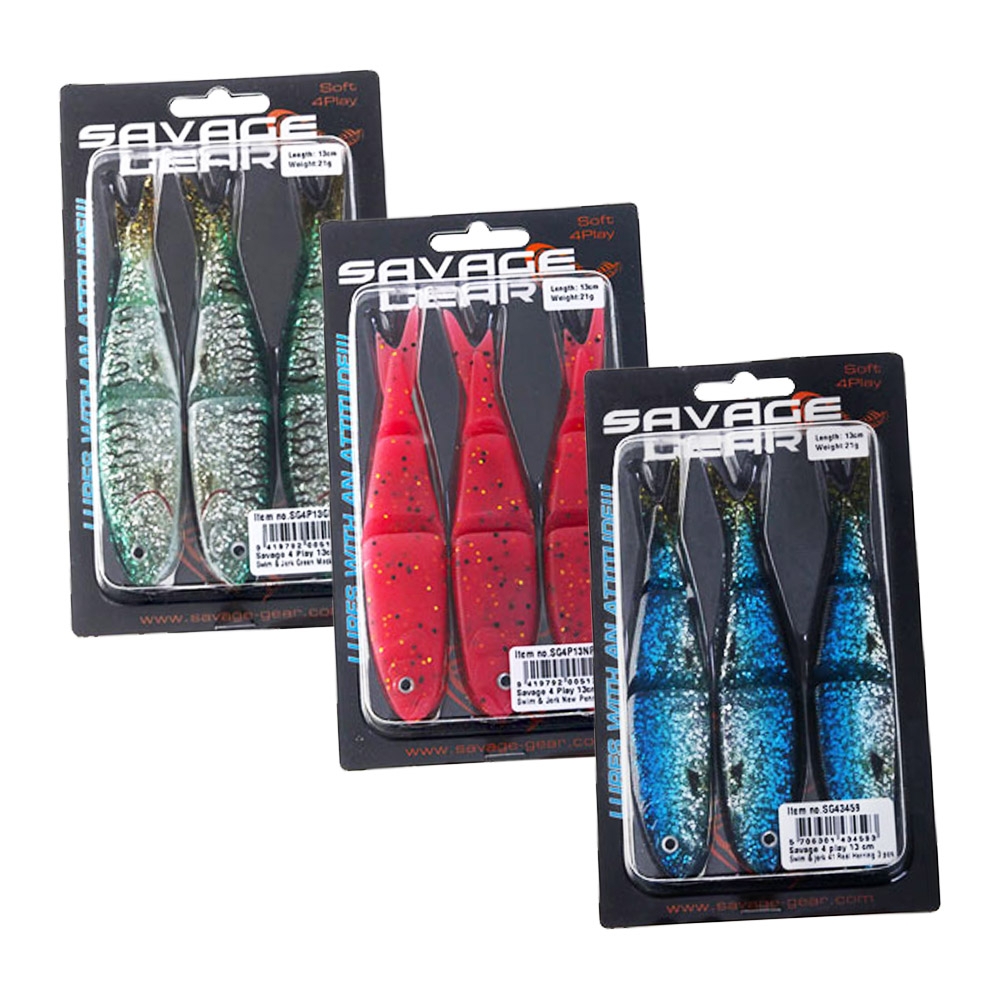 Savage Gear 4Play Swim and Jerk Swimming Soft Bait 13cm Qty 3