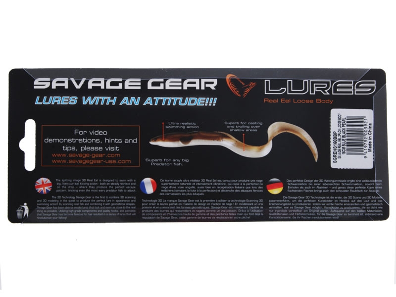 Savage Gear Real Eel Soft Bait 16cm Qty 3