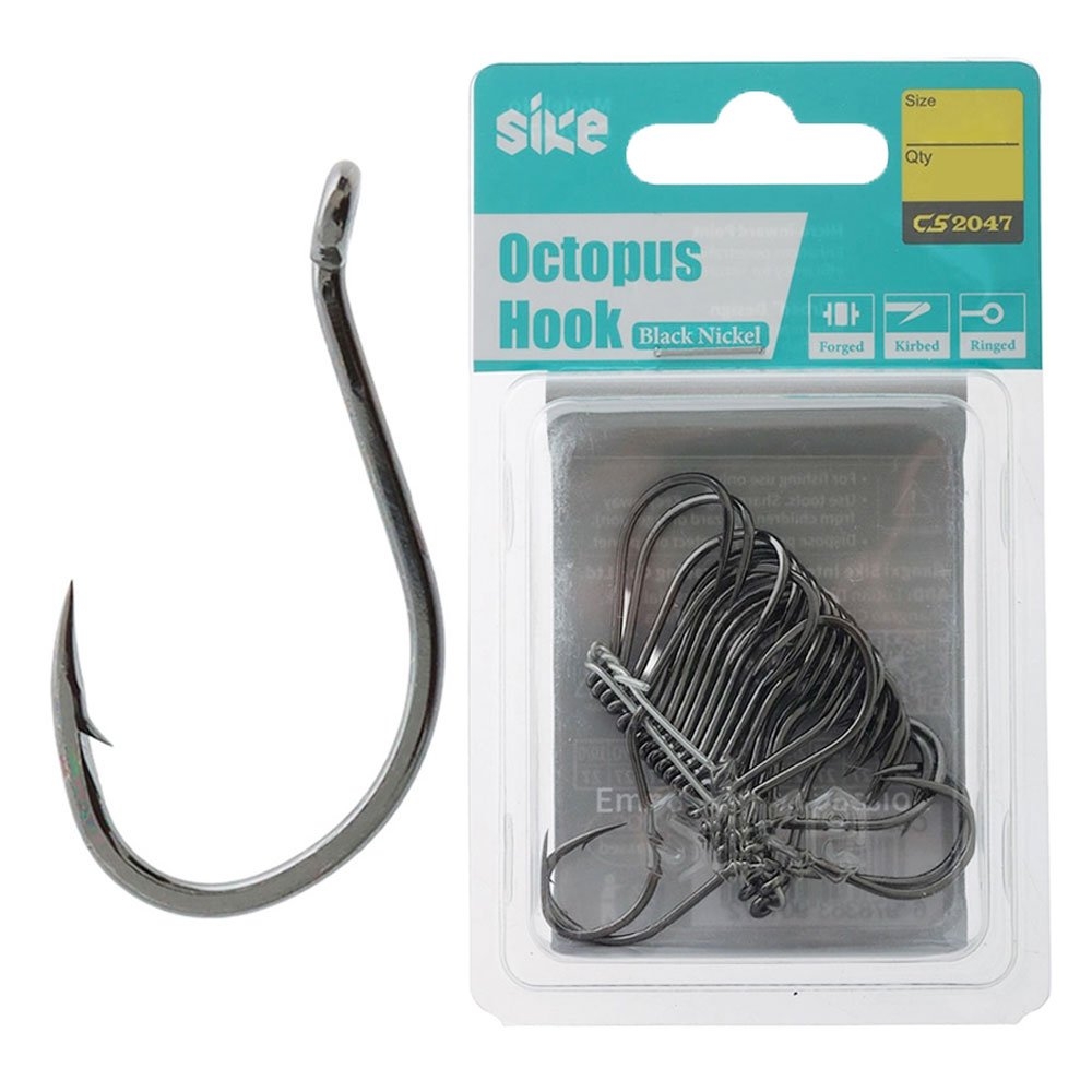 Sike CS2047 Black Nickel Octopus Hooks Bulk Pack