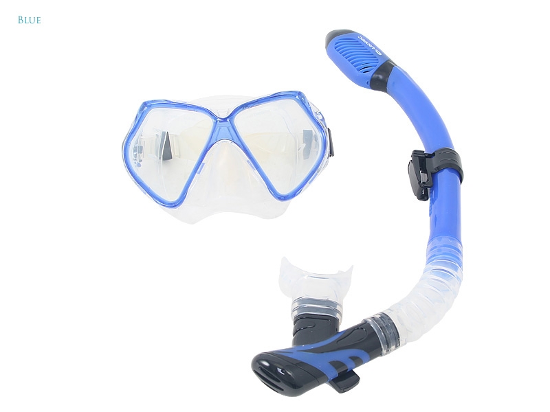 Aropec Silicone Adult Dive Mask and Snorkel Set Blue
