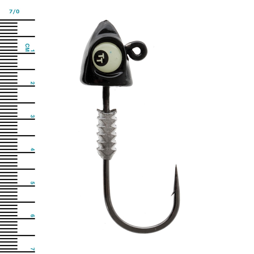 TT Lures Big EyeZ Jig Heads Black Glow Qty 3