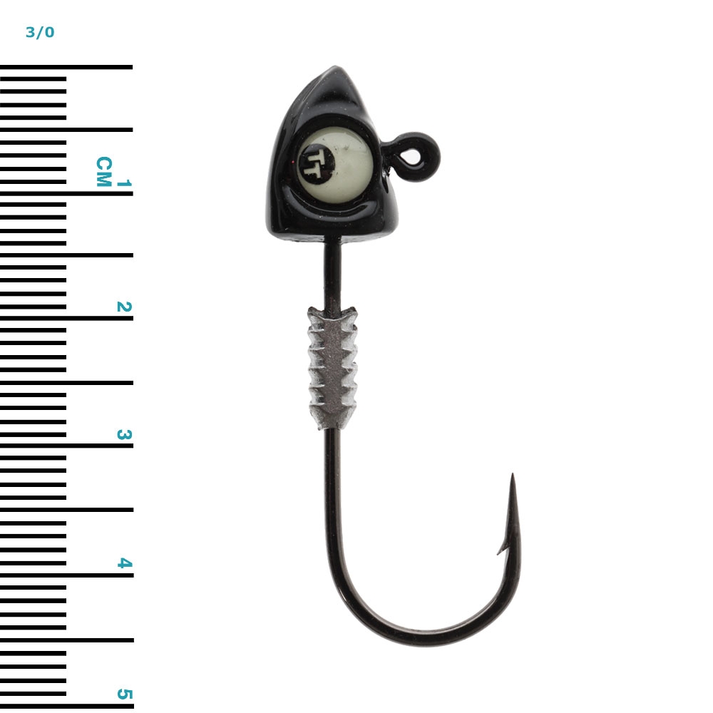 TT Lures Big EyeZ Jig Heads Black Glow Qty 3