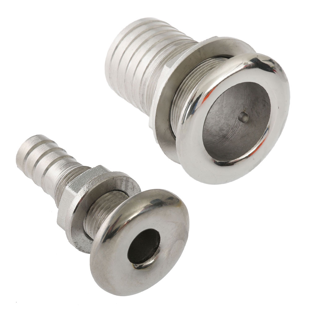 V-Quipment Stainless Thru Hull Skin Fitting - Rounded Flange